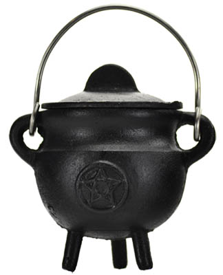 Pentagram Cast Iron Cauldron w/ Lid 2 3/4" Pentagram Cast Iron Cauldron w/ Lid 2 3/4"