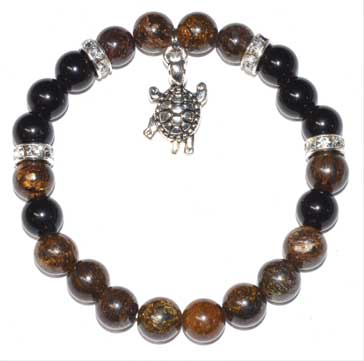 8mm Bronzite & Rainbow Obsidian with Turtle 8mm Bronzite & Rainbow Obsidian with Turtle