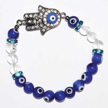 8mm Evil Eye/ Clear Quartz with Hand 8mm Evil Eye/ Clear Quartz with Hand