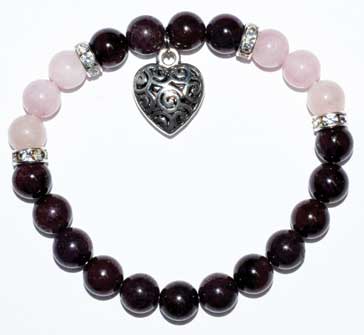 8mm Garnet/ Rose Quartz with Heart 8mm Garnet/ Rose Quartz with Heart