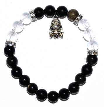 8mm Obsidian, Goldsheen/ Quartz with Frog 8mm Obsidian, Goldsheen/ Quartz with Frog