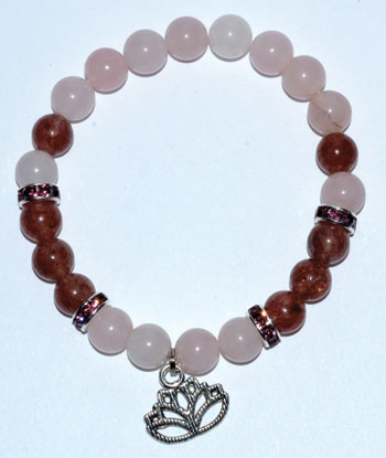 8mm Rose Quartz/ Strawberry Quartz with Lotus 8mm Rose Quartz/ Strawberry Quartz with Lotus