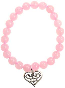 Rose Quartz Love Scroll Heart silver Rose Quartz Love Scroll Heart silver