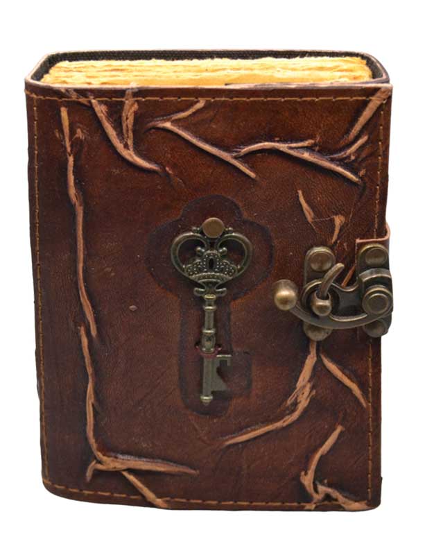 Key aged looking paper leather w/ latch Key aged looking paper leather w/ latch