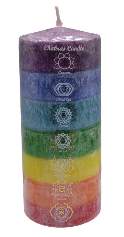 3" x 6" 7 Chakra pillar candle 3" x 6" 7 Chakra pillar candle