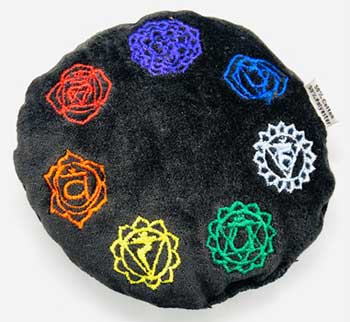 4 1/2" Black Velvet Chakra cushion 4 1/2" Black Velvet Chakra cushion
